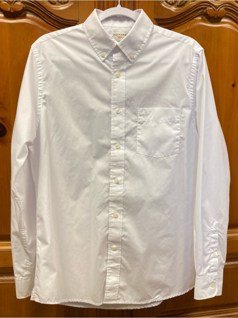 Dockers White Button Down Shirt Cotton Blend Chest Pocket Size M